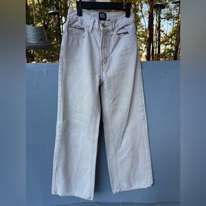 BDG Urban Outfitters High Rise Wide Leg Jeans Cream Size 24 High-Waisted Denim